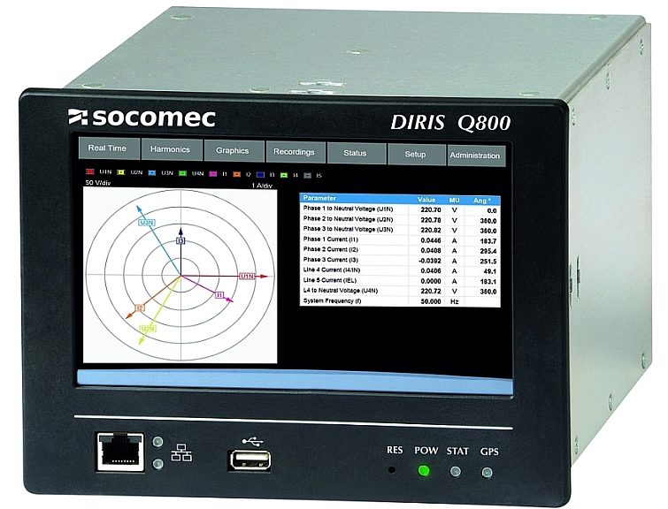 Analyseur de réseau DIRIS Q800 homologué CEI 62586-2 Classe A de Socomec