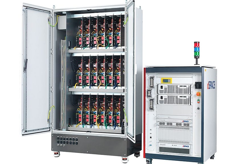 Système de simulation HIL de batteries et de moteurs électriques de dSpace.