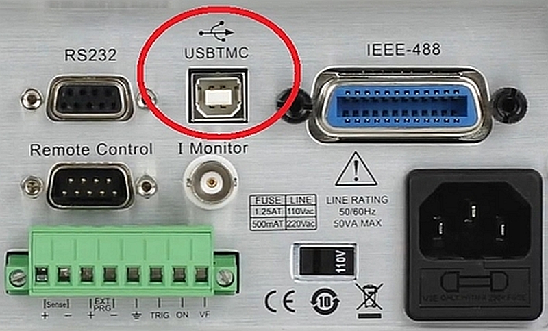 Port USBTMC (USB Test & Measurement Class).