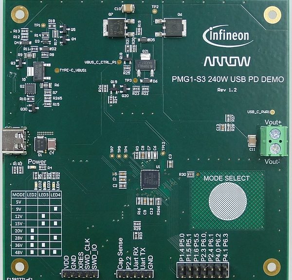 Carte de conception de référence USB PD3.1 de 240 W de Arrow et Infineon